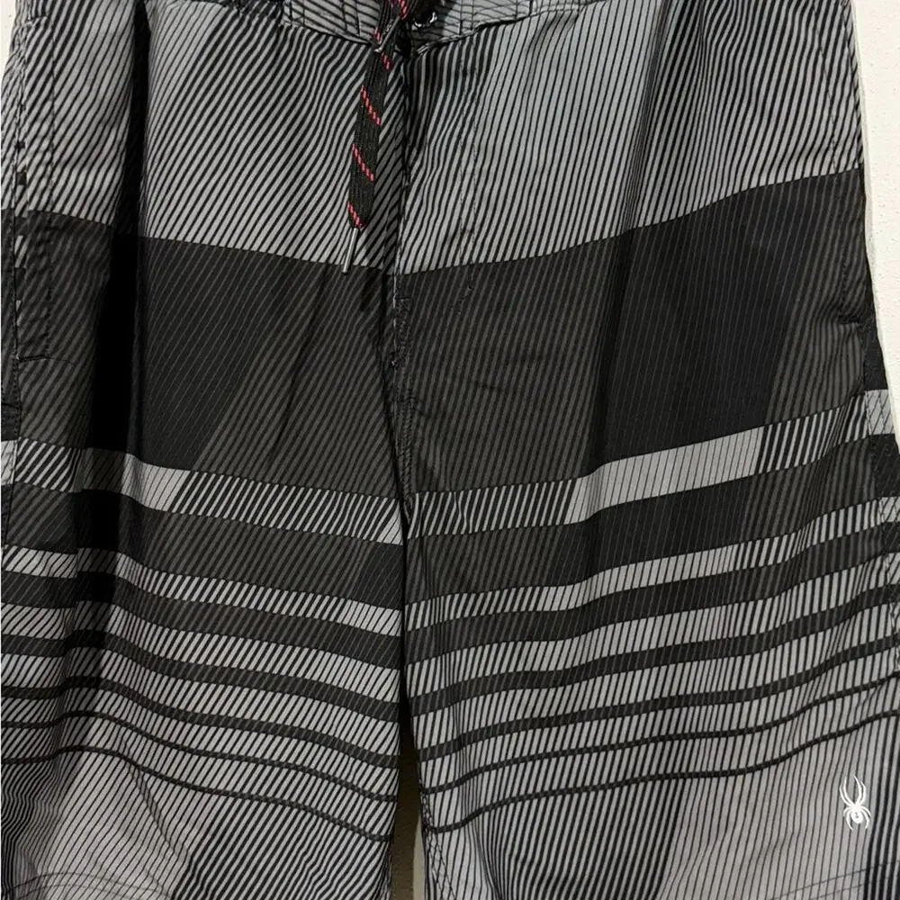 Spyder Men's Black and Gray Swim Shorts Size XL